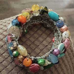 Unique Vintage Stretch Button Bracelet